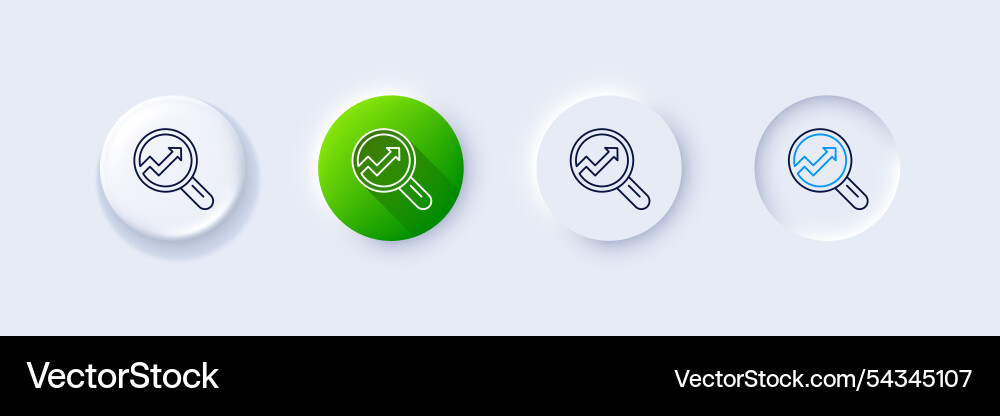 Chart line icon report graph sign in magnifier Chart line icon report graph sign in magnifier vector image