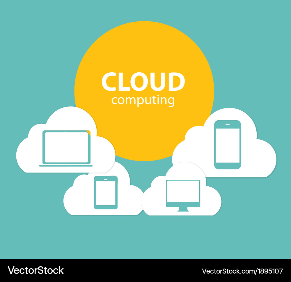 Cloud computing concept on different electronic vector image