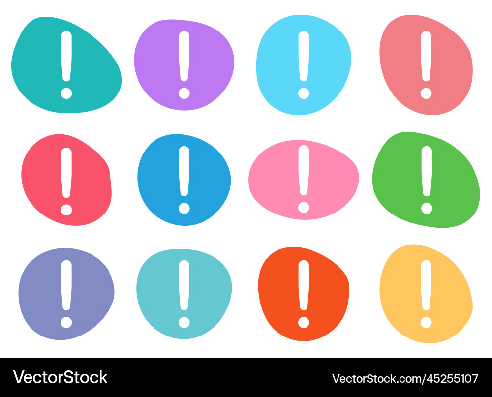 Color blob with exclamation mark symbol set vector image
