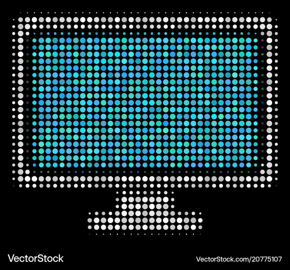 Computer display halftone icon vector image