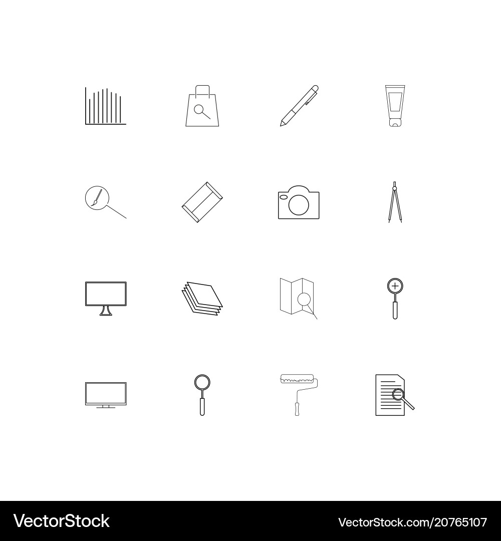 Creative process and design linear thin icons set vector image