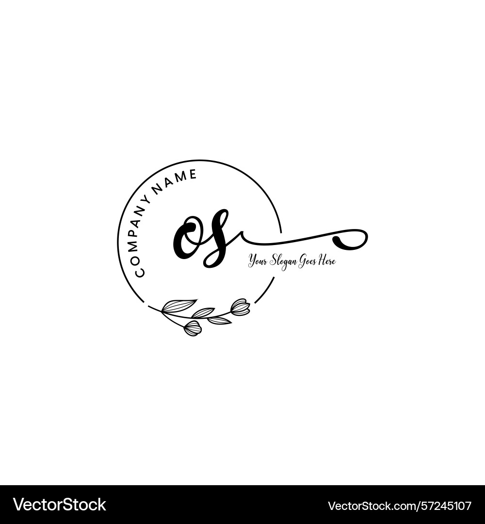 Elegant os initial logo design with botanical Vector Image