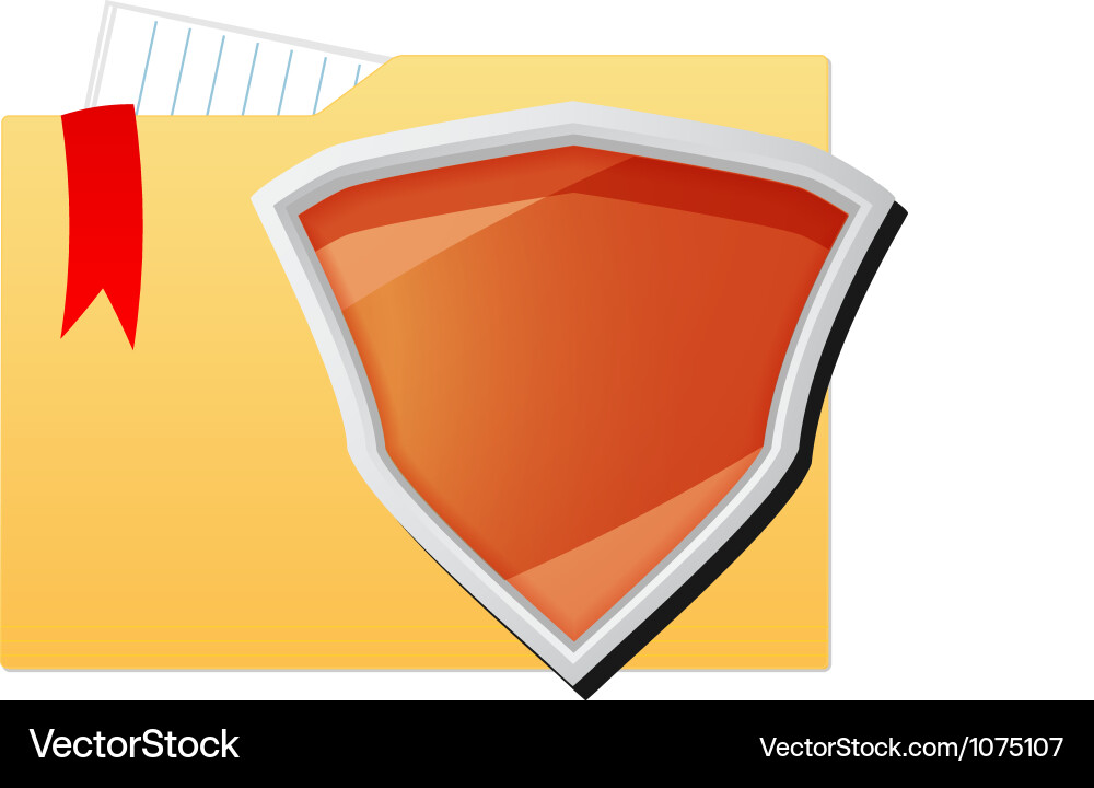 File folder protected by orange shield vector image