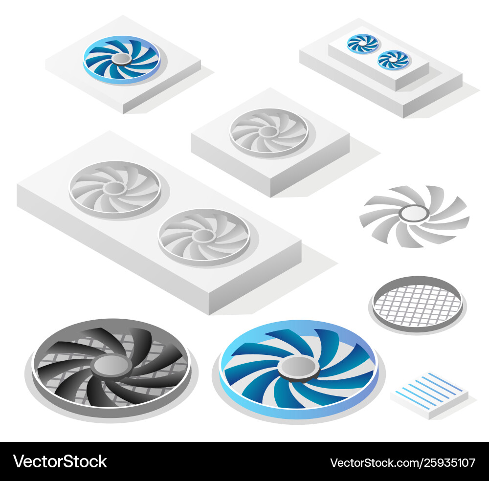 Isometric Computer Fan Components vector image