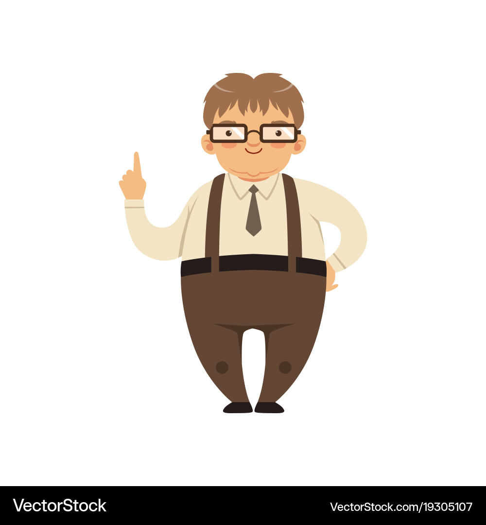Lächelnd Nerd mit Index Finger Up vektorbild