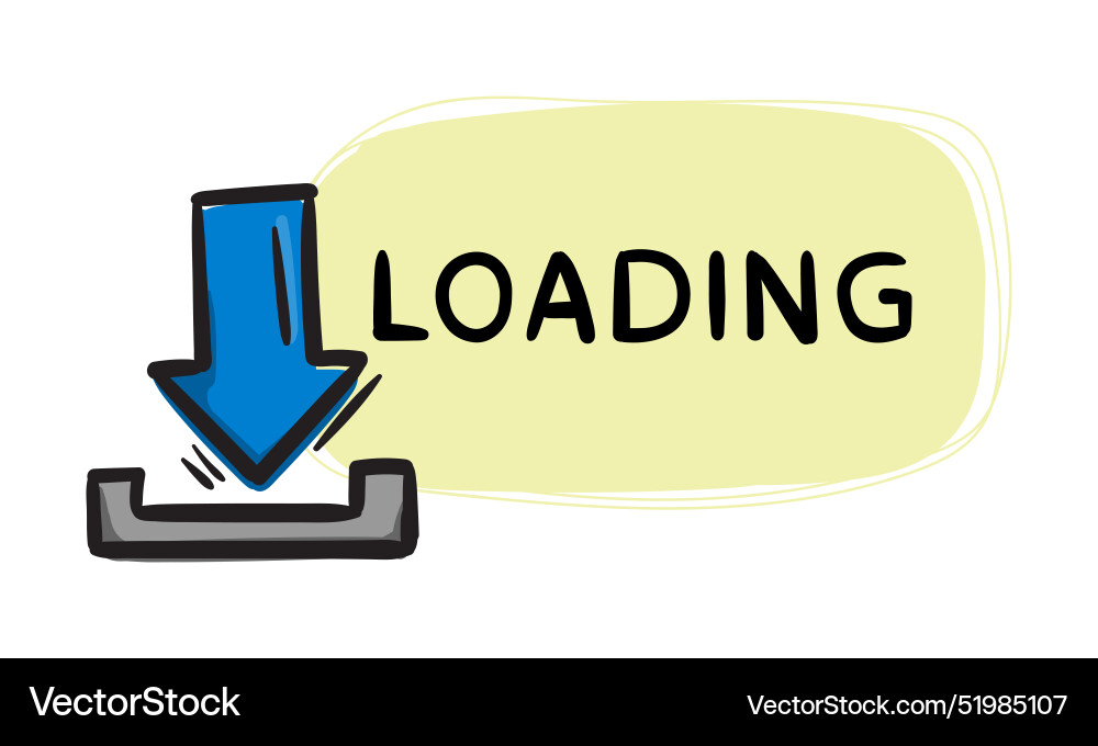 Loading simple sticker with arrow and text Loading simple sticker with arrow and text vector image