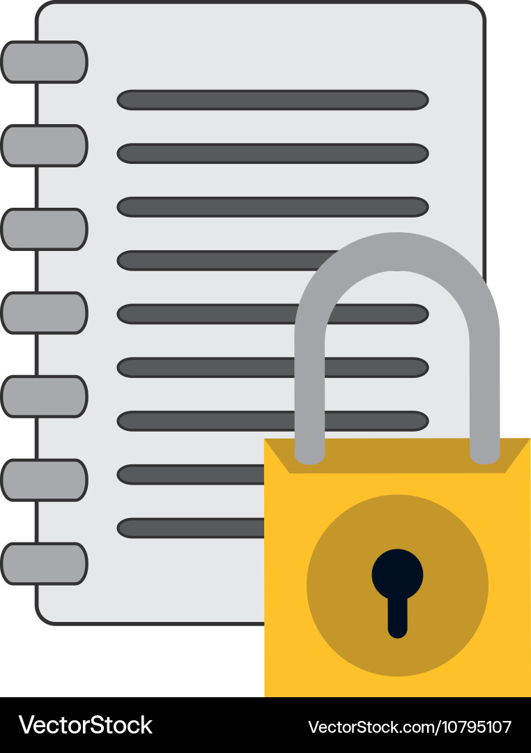 Notebook and safety lock icon vector image