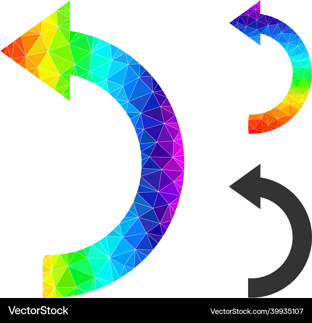 Polygonal rotate left icon with spectral Polygonal rotate left icon with spectral vector image
