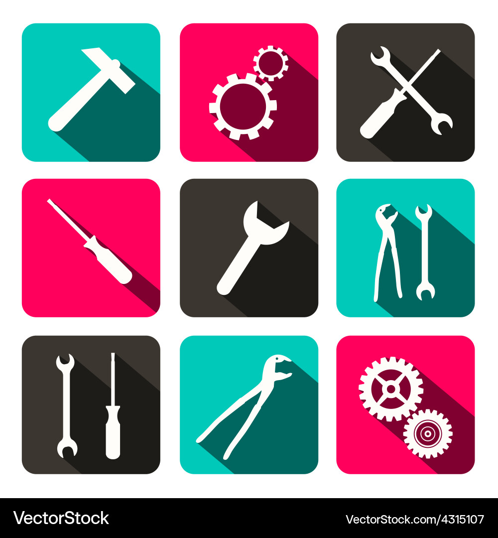 Repair technology icons - web buttons with cogs Vector Image