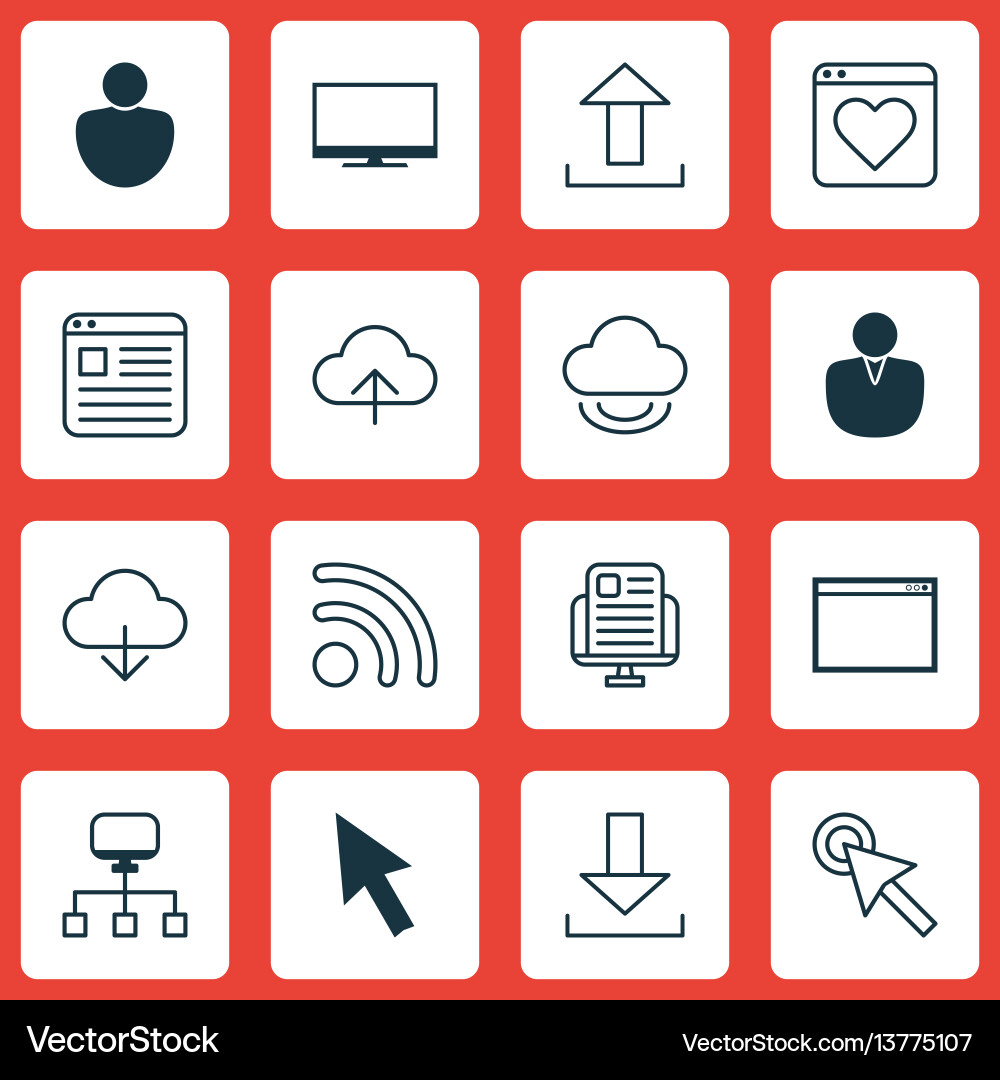 Set of 16 internet icons includes blog page send Set of 16 internet icons includes blog page send vector image