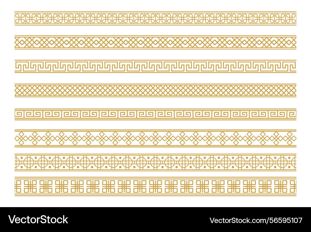 Set of decorative borders with repeating patterns Vector Image