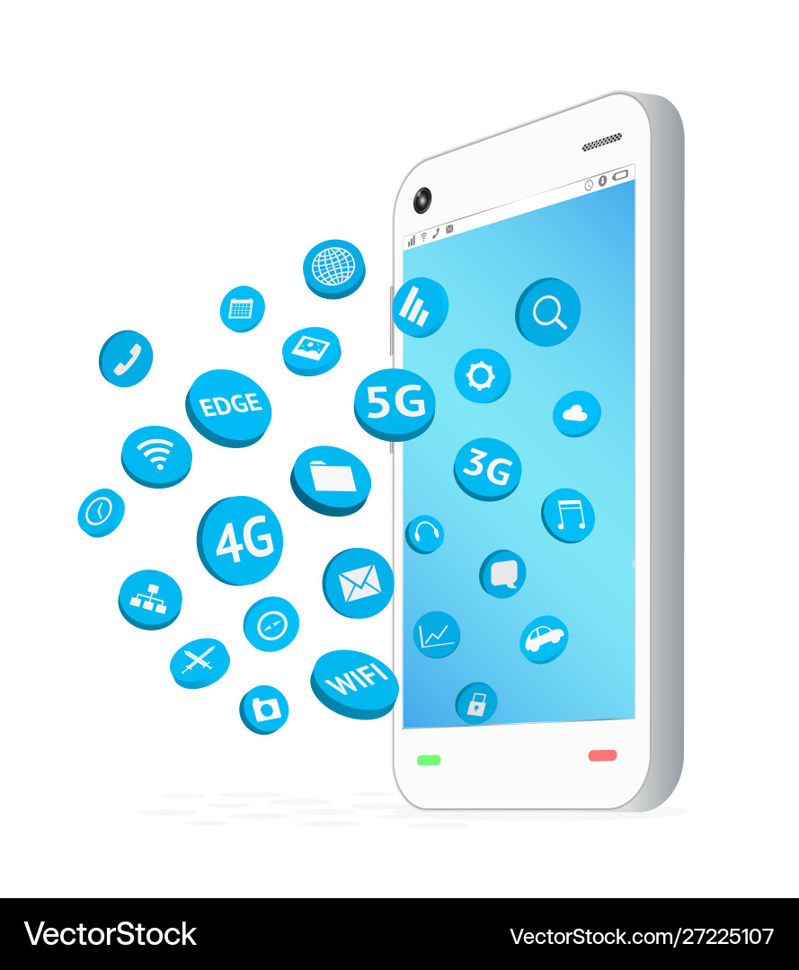 Smartphone with connection apps icon floating vector image
