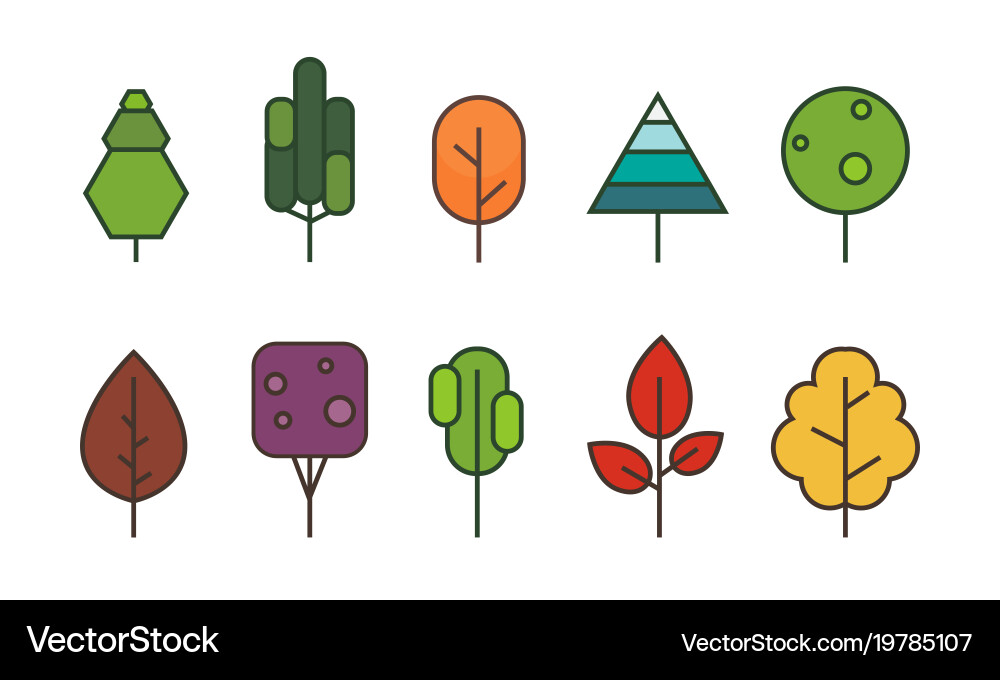 Tree flat style on white background color Vector Image