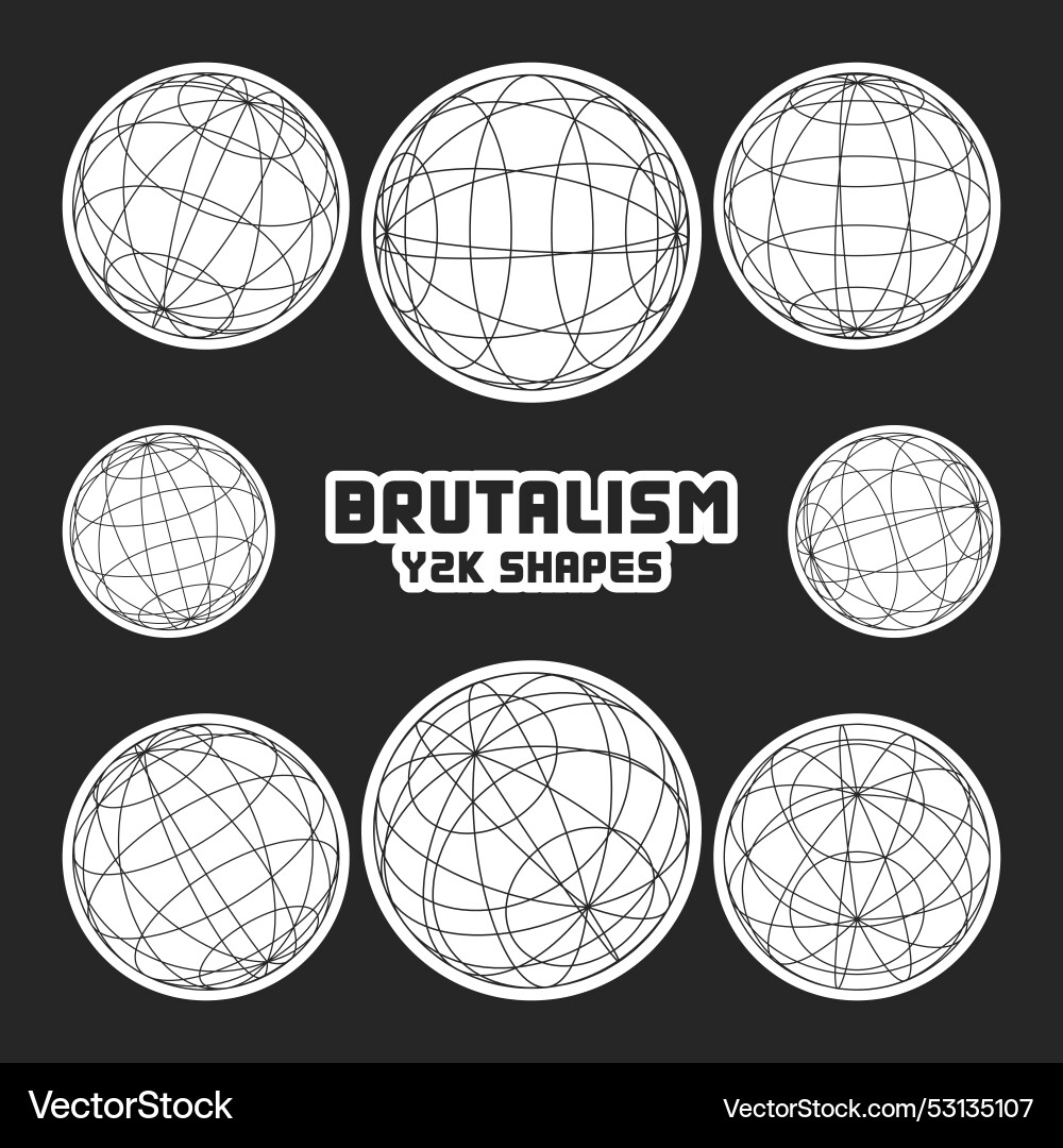 Wireframe shapes lined sphere perspective mesh Wireframe shapes lined sphere perspective mesh vector image