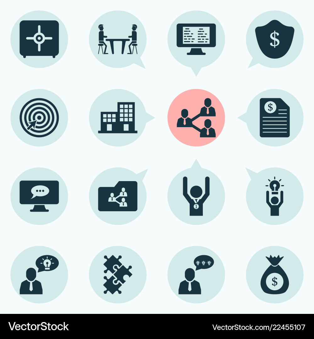 Work icons set with shared folder online task Vector Image