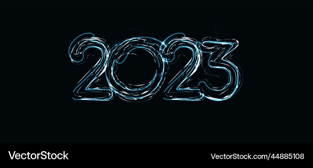 2023 numbers with magic luminous lightning contour 2023 numbers with magic luminous lightning contour vector image