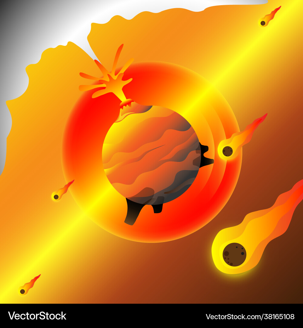Abstract background planet volcano and meteor Vector Image