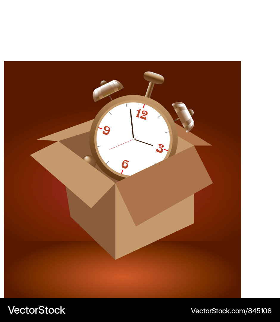 Alarm clock in box vector image