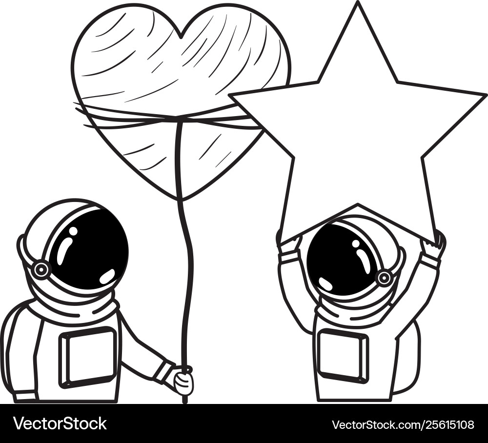 Astronauts with spacesuit and heart in white Astronauts with spacesuit and heart in white Vector Image
