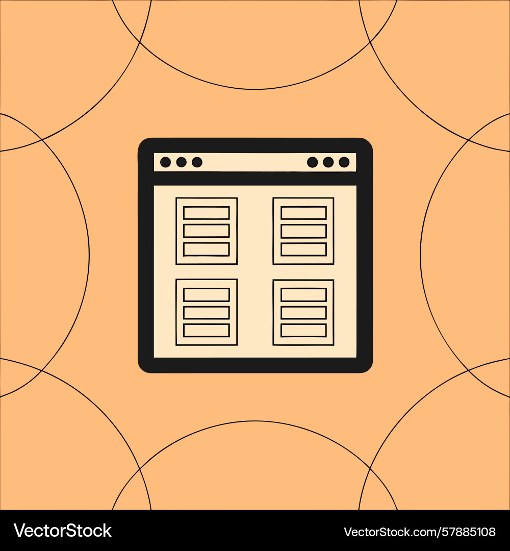 Black and white of a web browser window with four Vector Image