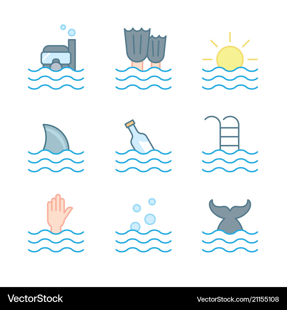 Collection of waves icons symbols Collection of waves icons symbols vector image
