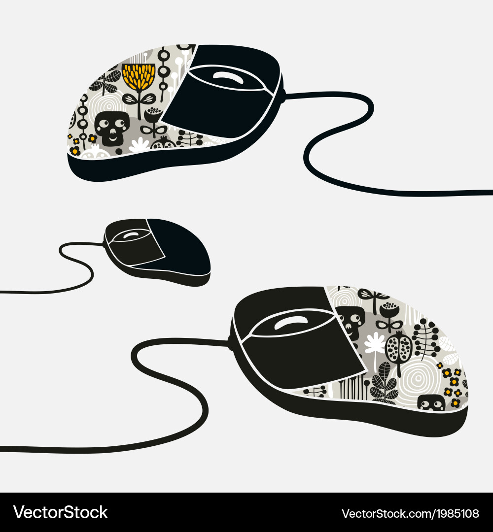 Computer mouse decorated with design print Vector Image