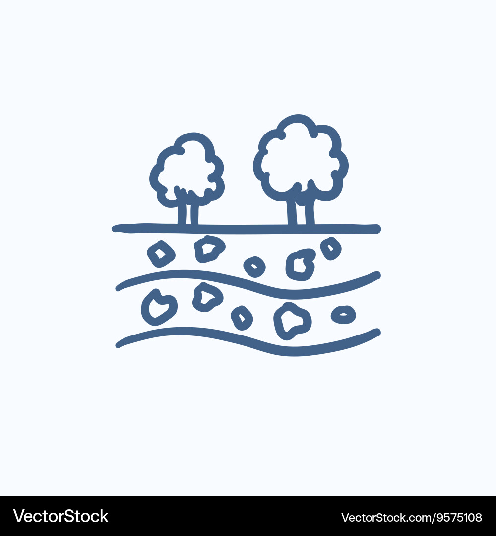 Cut of soil with different layers sketch icon Vector Image