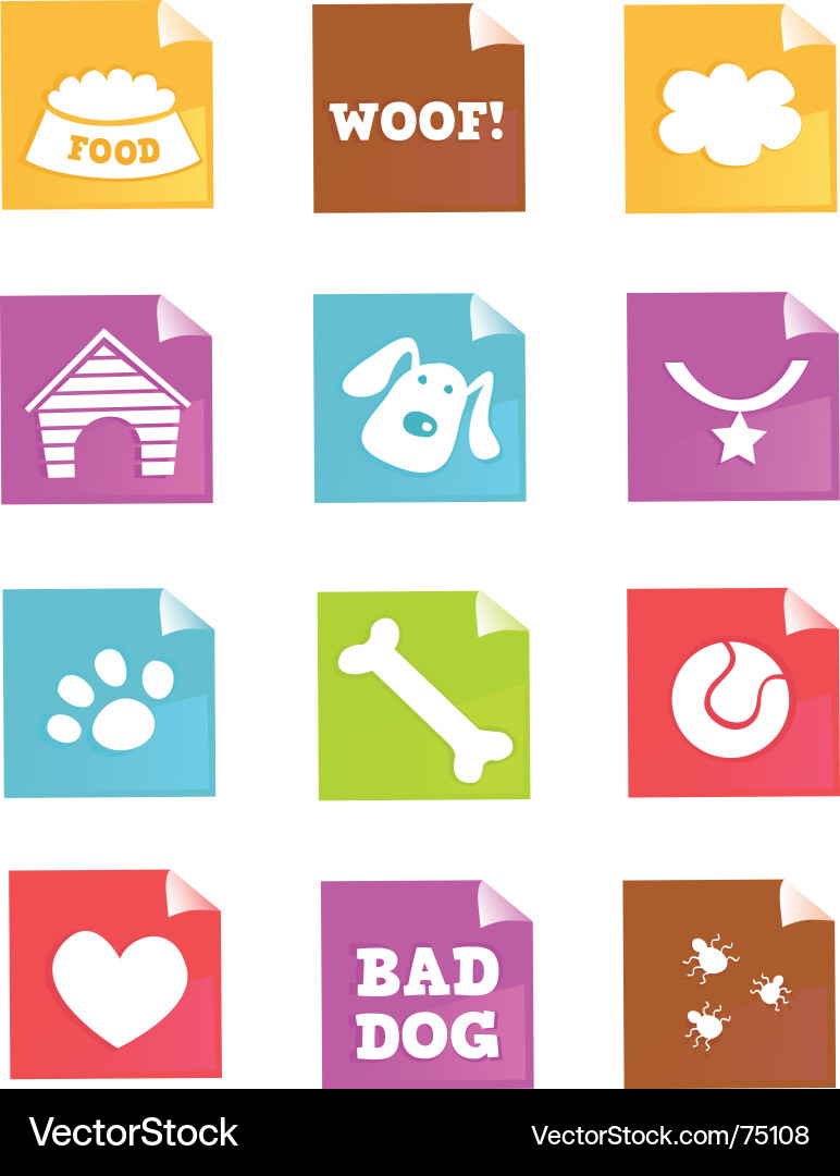 Cute Dog Icon Set vector image