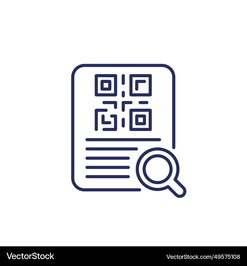Document with qr code line icon Vector Image