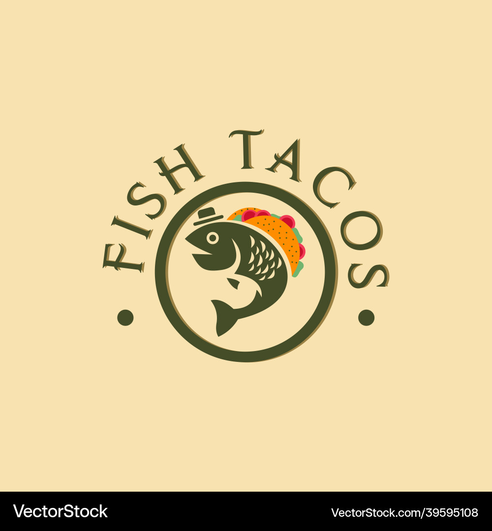 Fish tacos logo design vector image