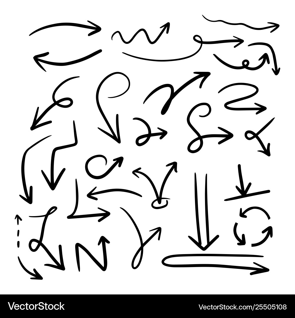 Grunge sketch handmade watercolor doodle arrow Grunge sketch handmade watercolor doodle arrow Vector Image