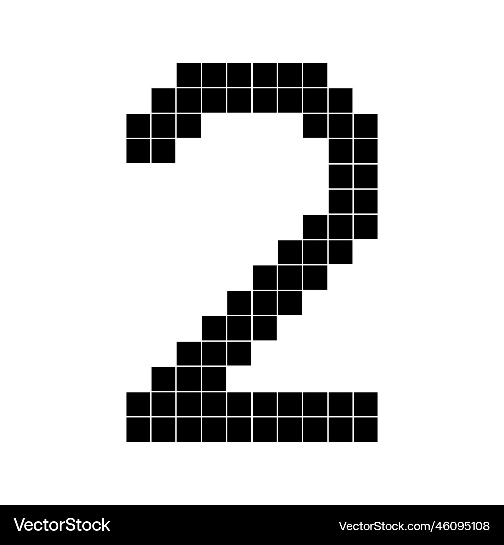 Number 2 two 3d cube pixel shape minecraft 8 bit vector image