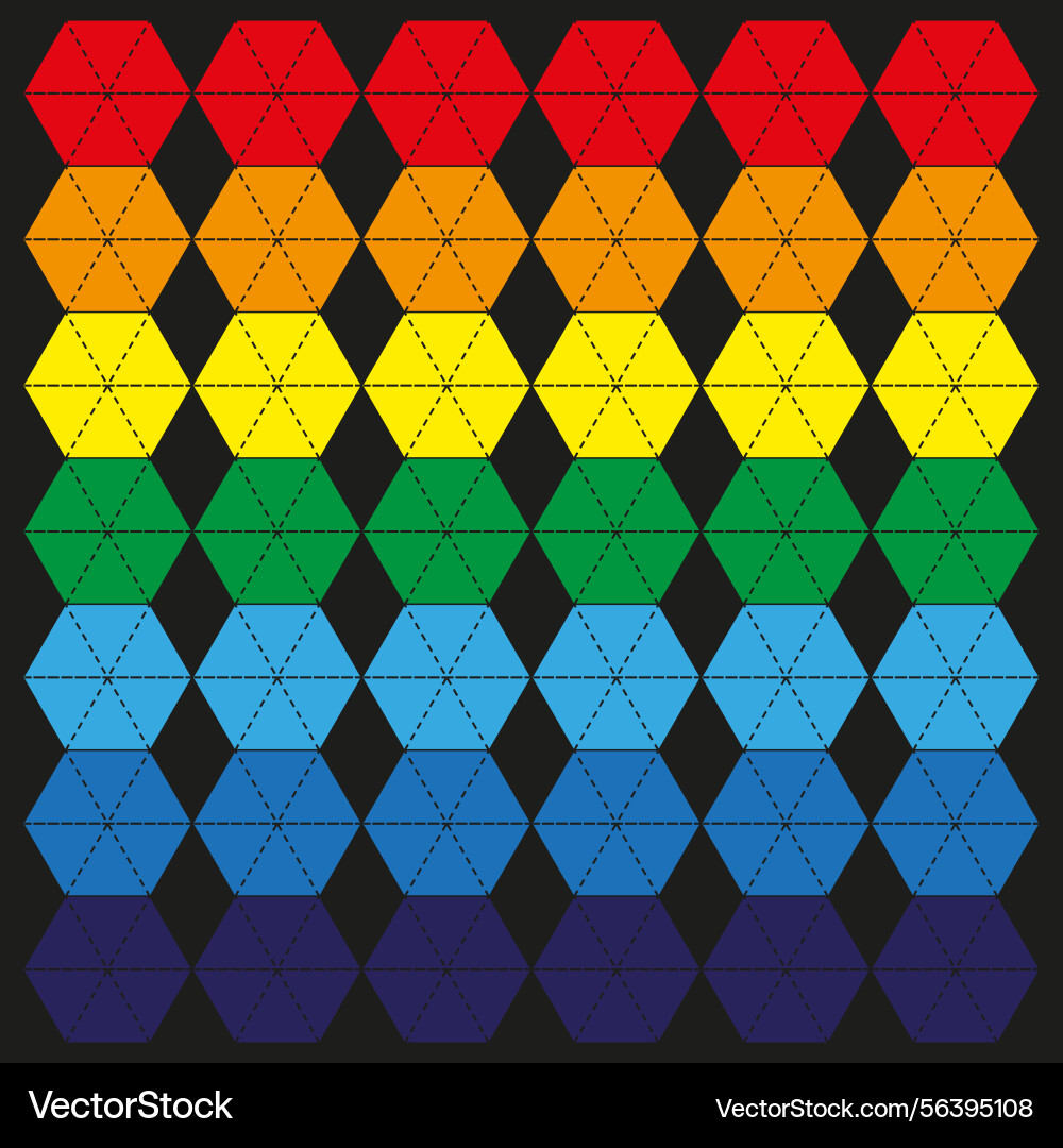 Rainbow hexagon grid color gradient pattern black Rainbow hexagon grid color gradient pattern black vector image
