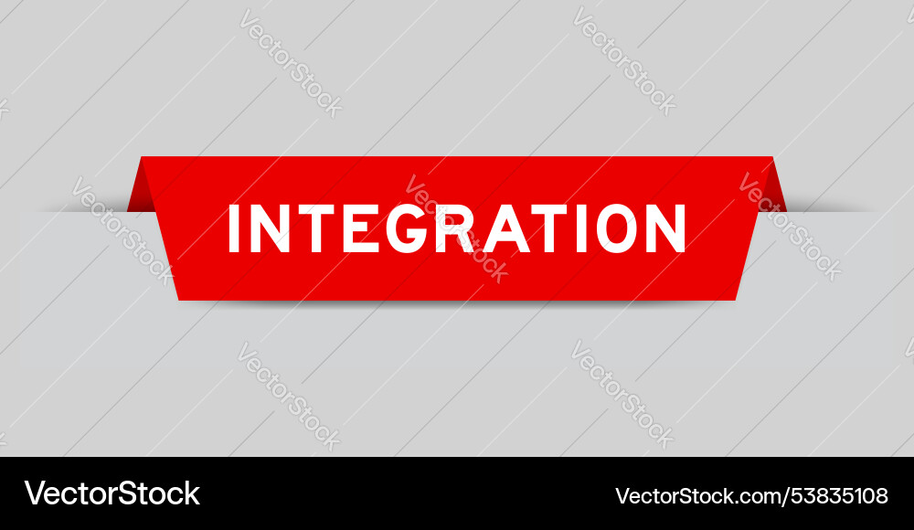 Red color inserted label with word integration Vector Image