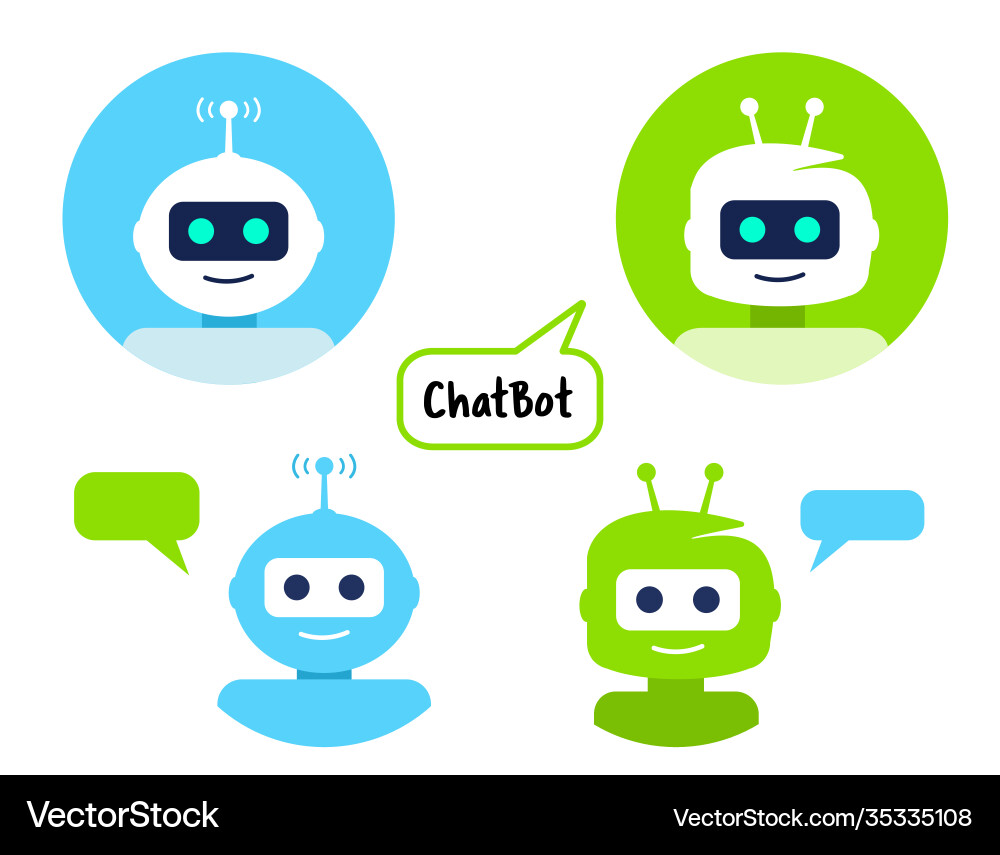 Robot icon set chat bot sign design Robot icon set chat bot sign design vector image