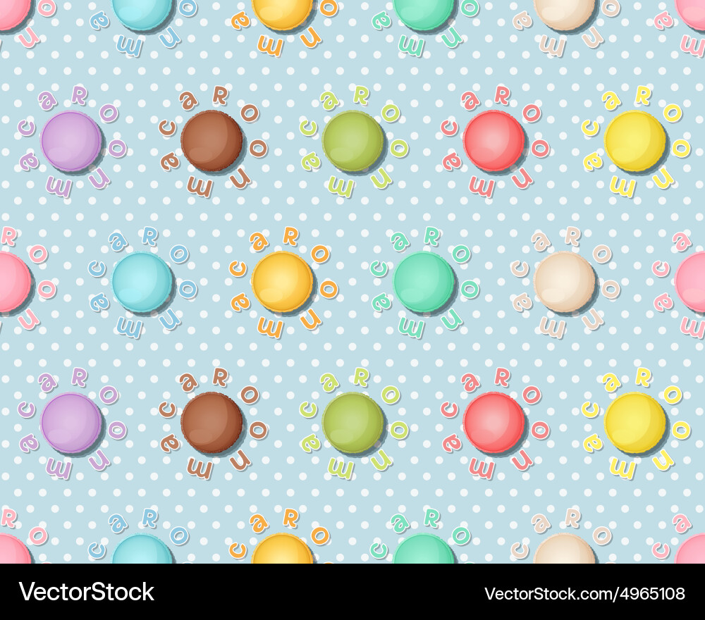 Seamless pattern with colorful macaroons macarons vector image