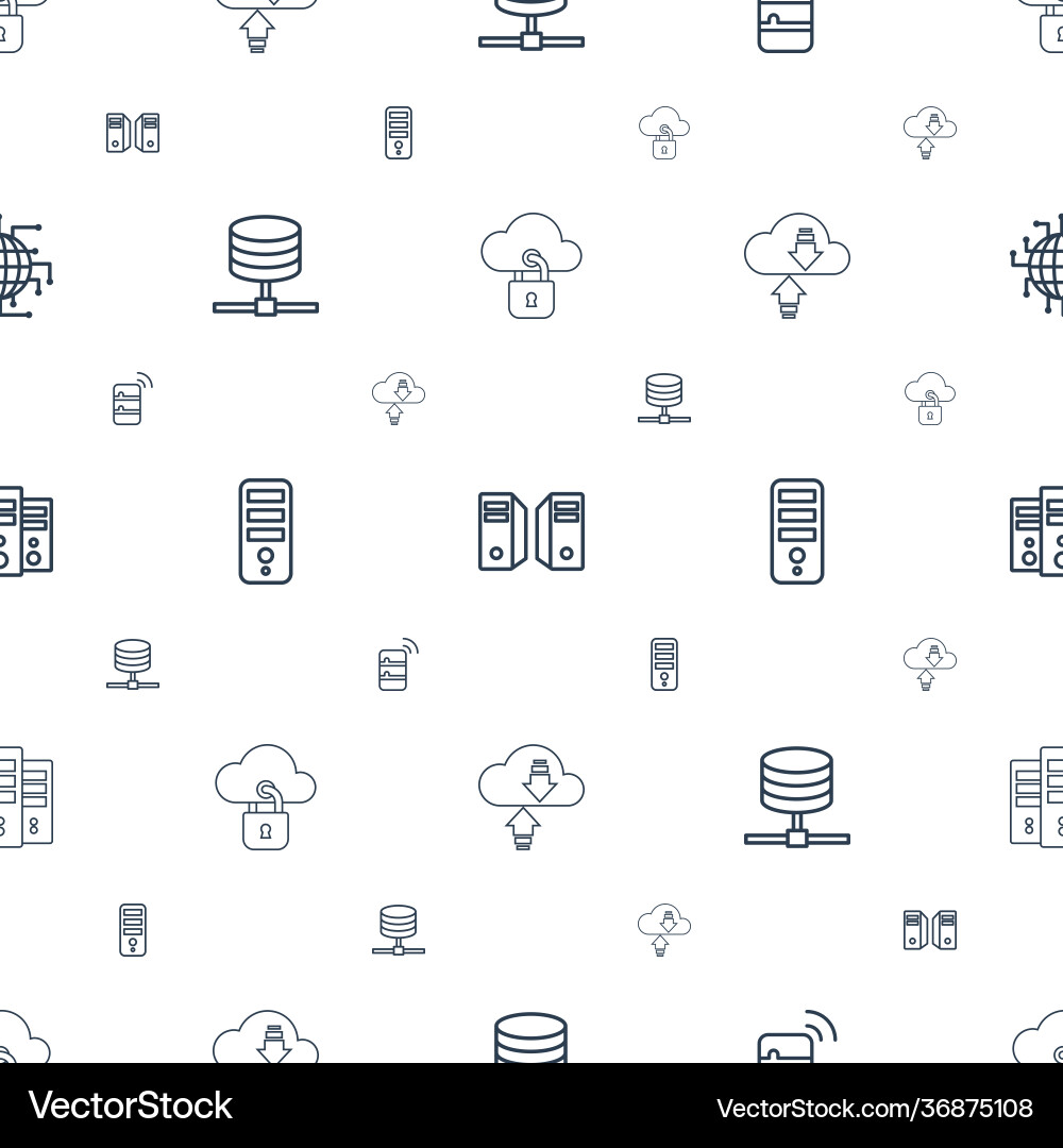 Server icons pattern seamless white background vector image