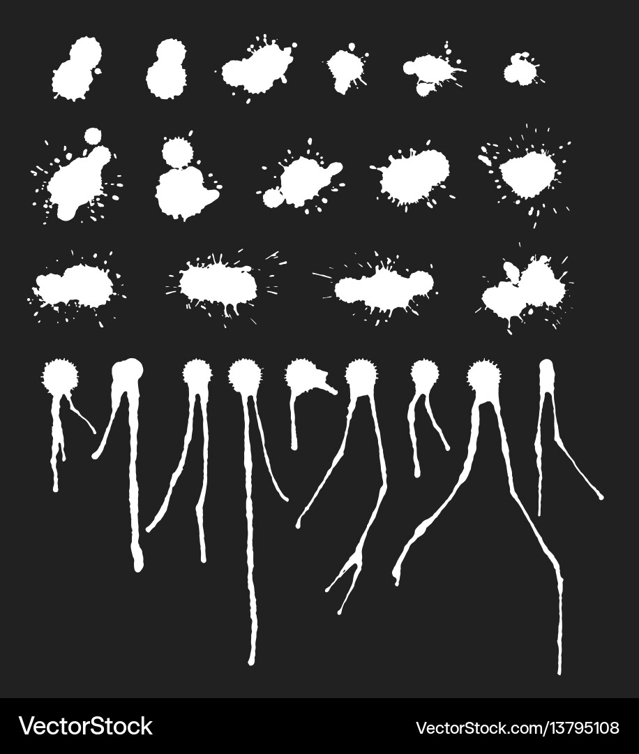 Set of ink splashes blots splatter Vector Image