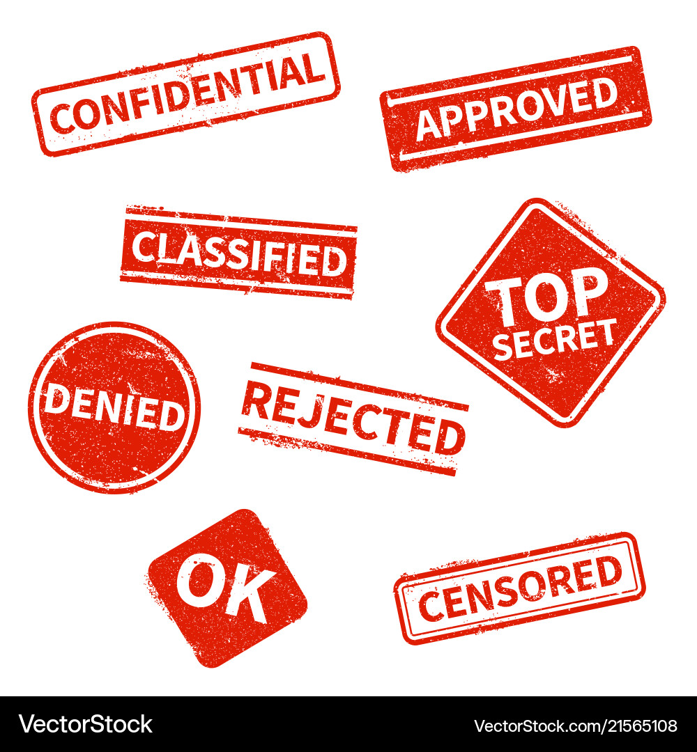 Top secret rejected approved classified Top secret rejected approved classified vector image