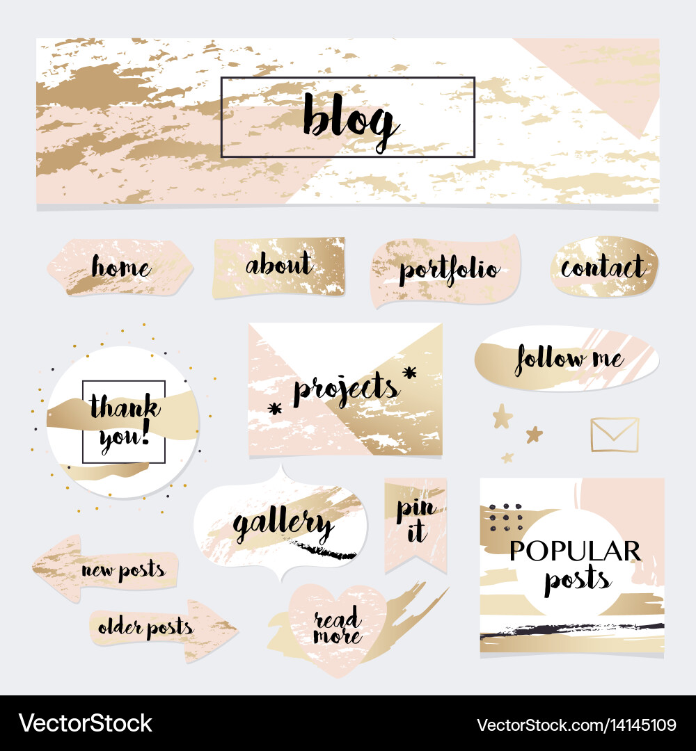 A set of blog design elements kit frames vector image