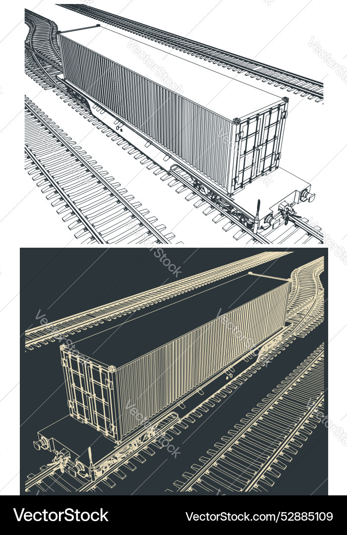 Cargo railway platform with a container Vector Image