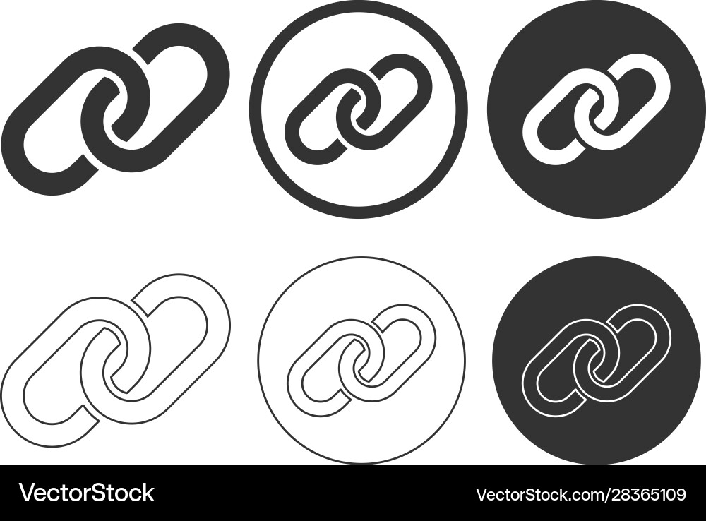 Chain link icon shape button set hyperlink Vector Image