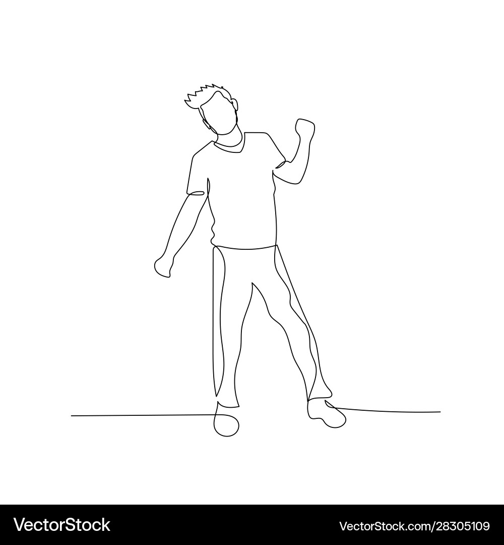 Continuous one line dancing man with fancy Vector Image