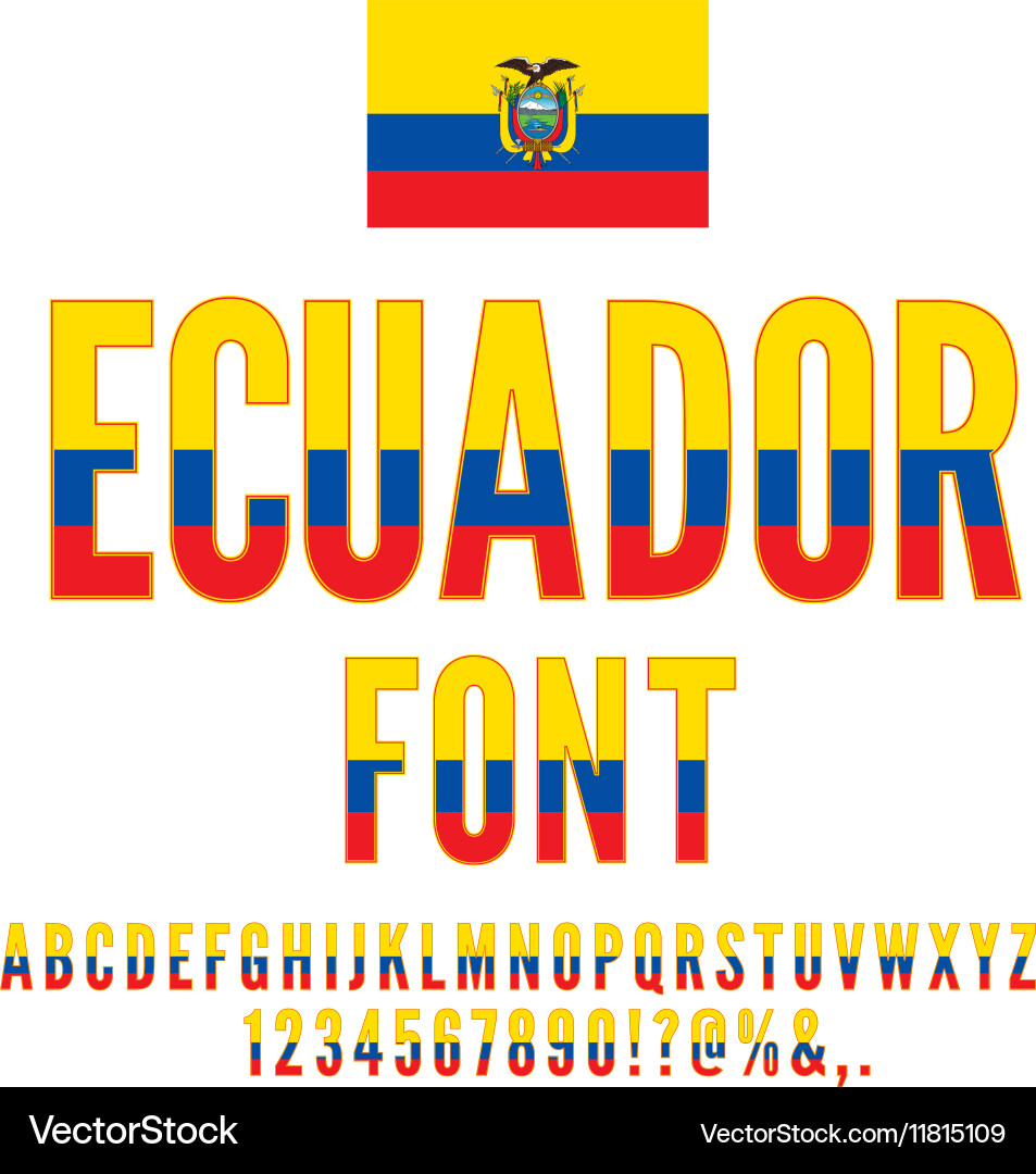 Ecuador Flag Font Collection Vector Image