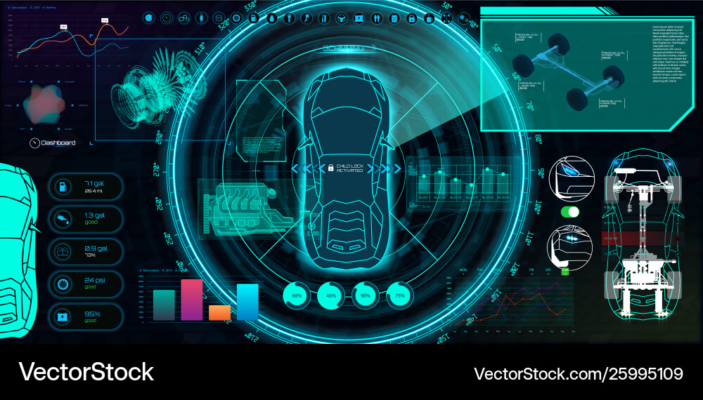 Futuristic user interface auto service vector image