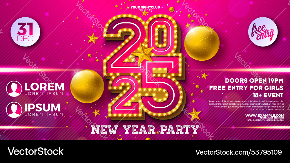 Happy new year 2025 party banner flyer template Happy new year 2025 party banner flyer template vector image