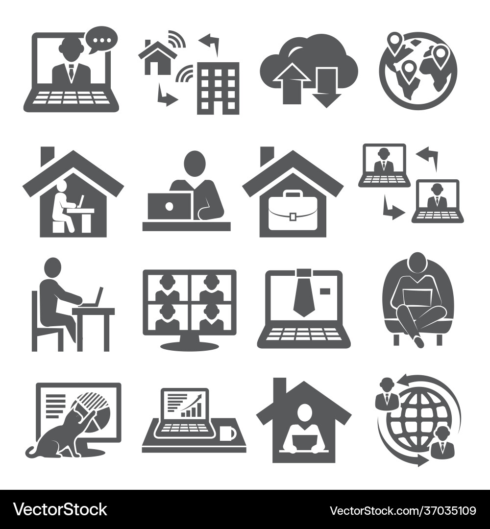 Home working icons on white background Home working icons on white background vector image