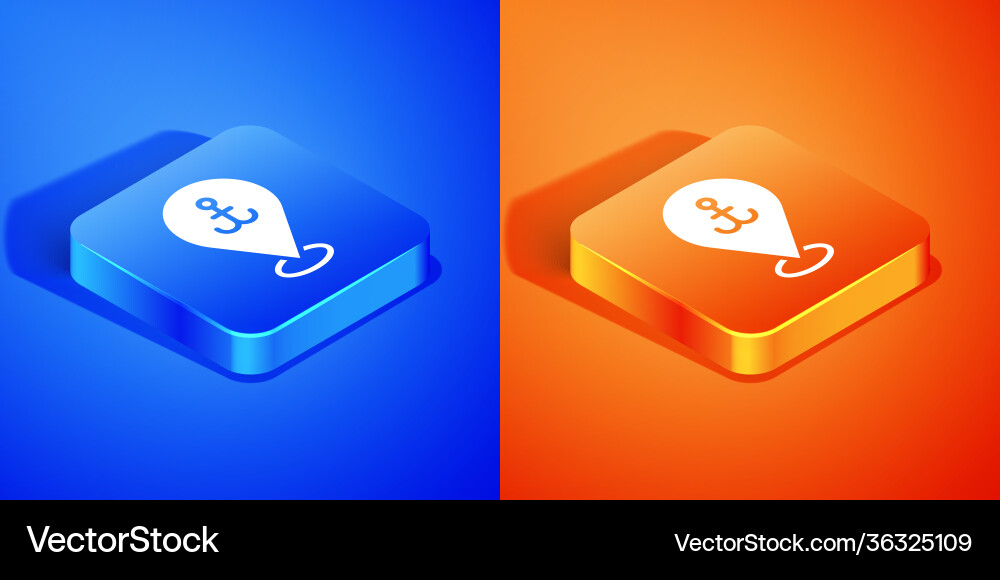 Isometric map pointer with anchor icon isolated Isometric map pointer with anchor icon isolated vector image