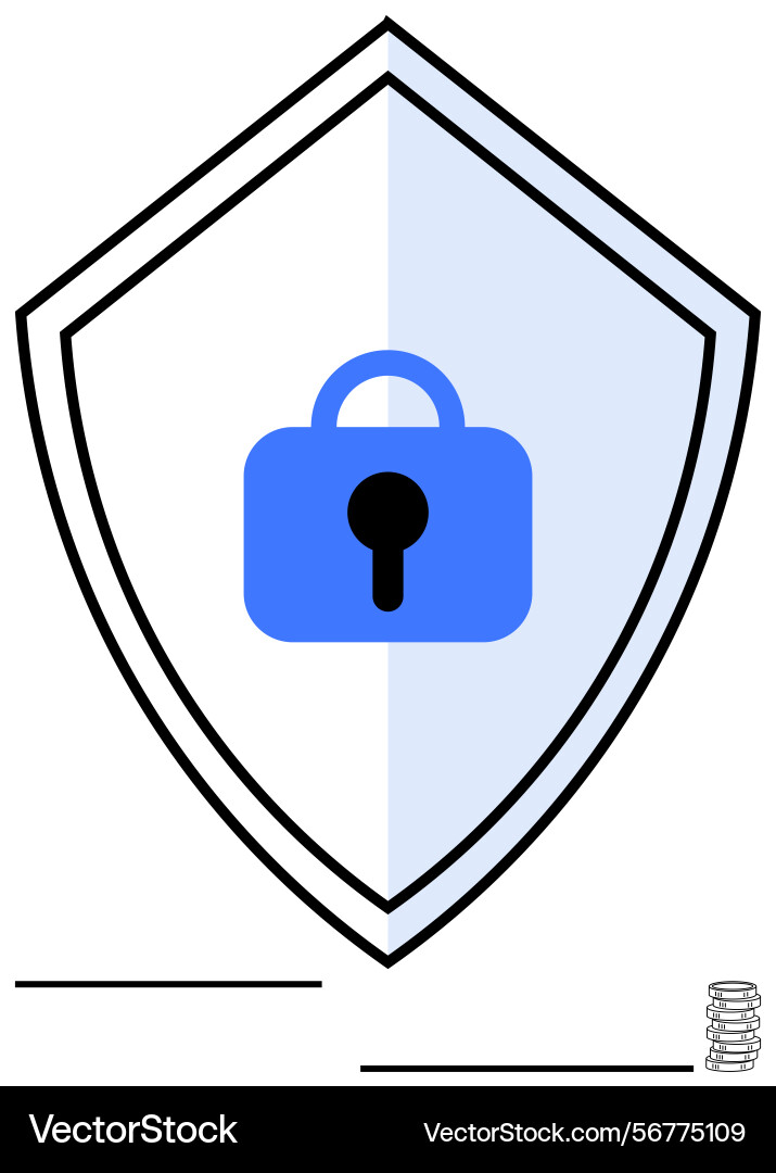 Secure lock on shield representing data protection Vector Image