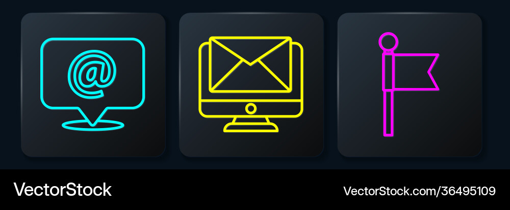 Set line mail and e-mail location marker Set line mail and e-mail location marker vector image
